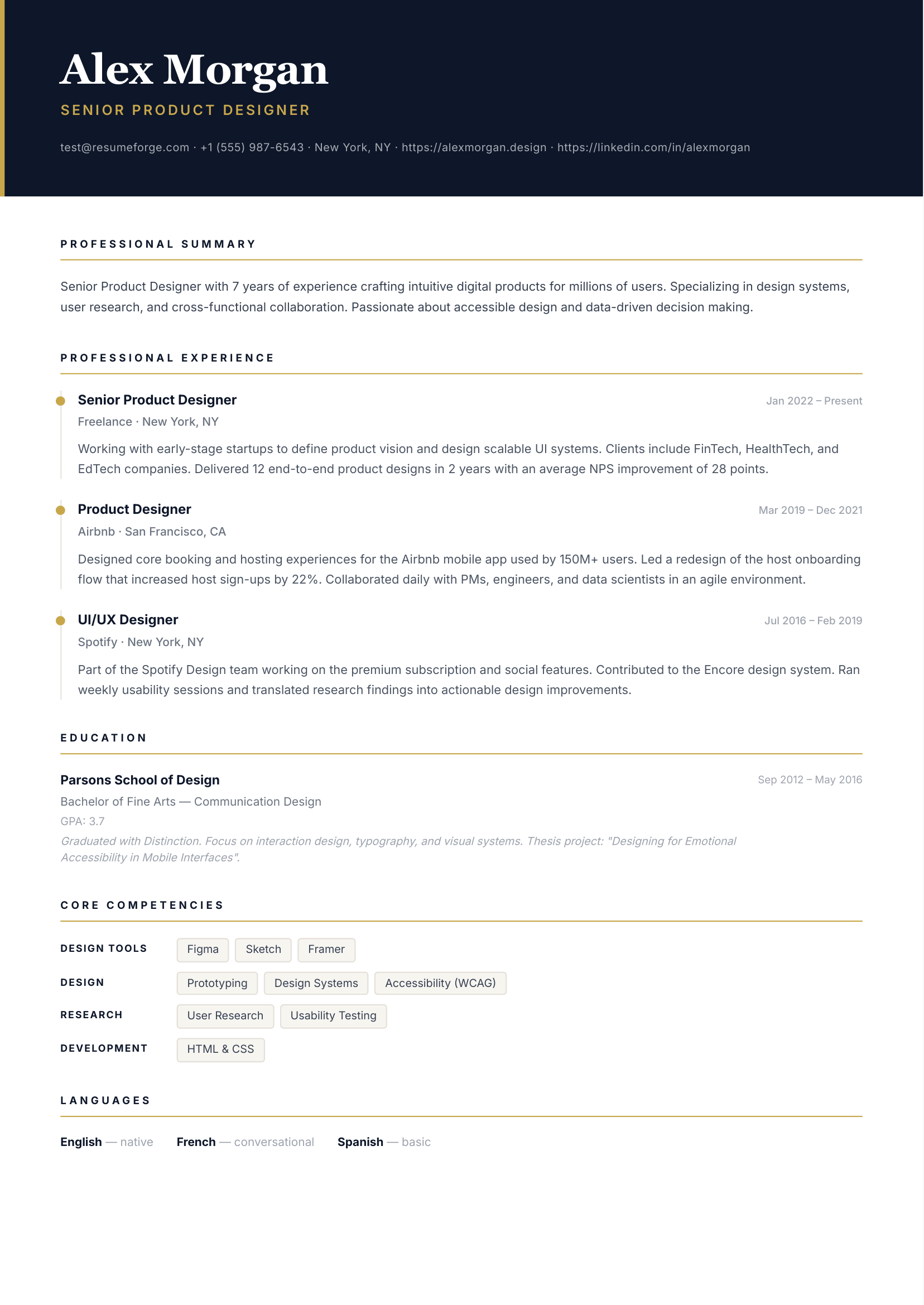 Apex resume template preview