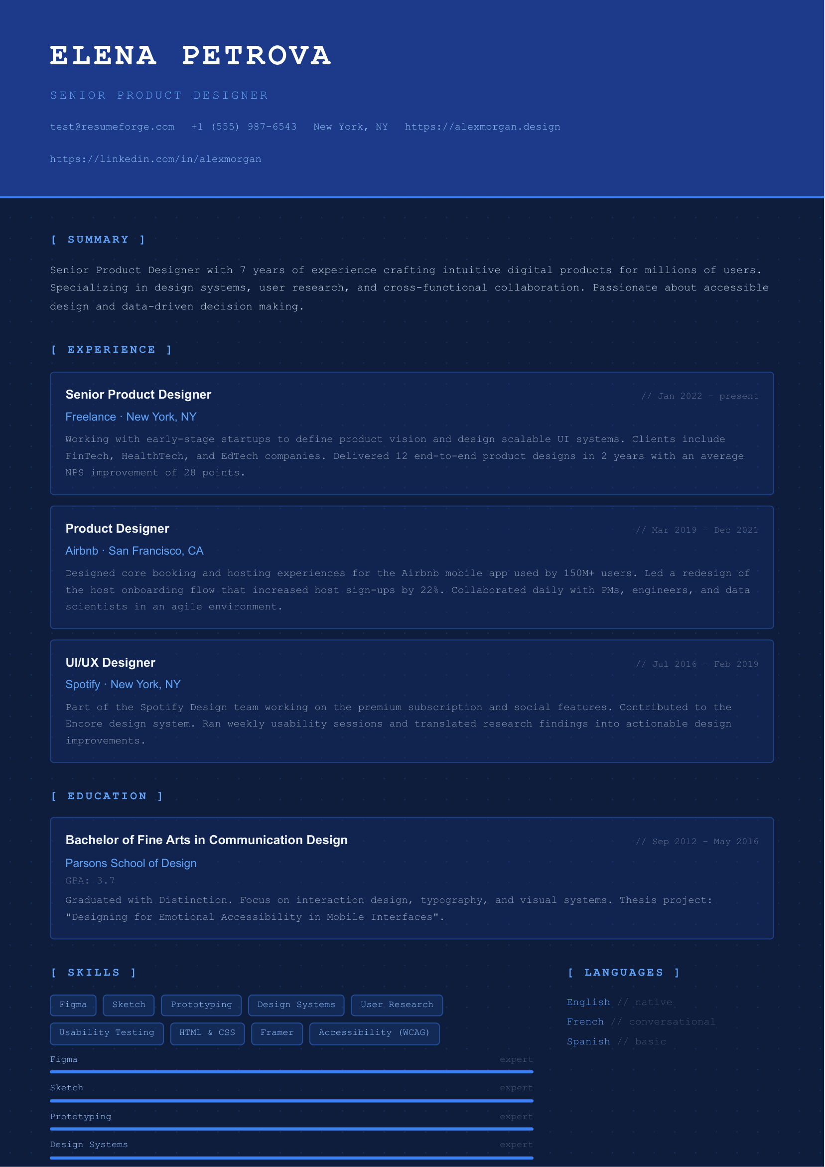 Blueprint resume template preview