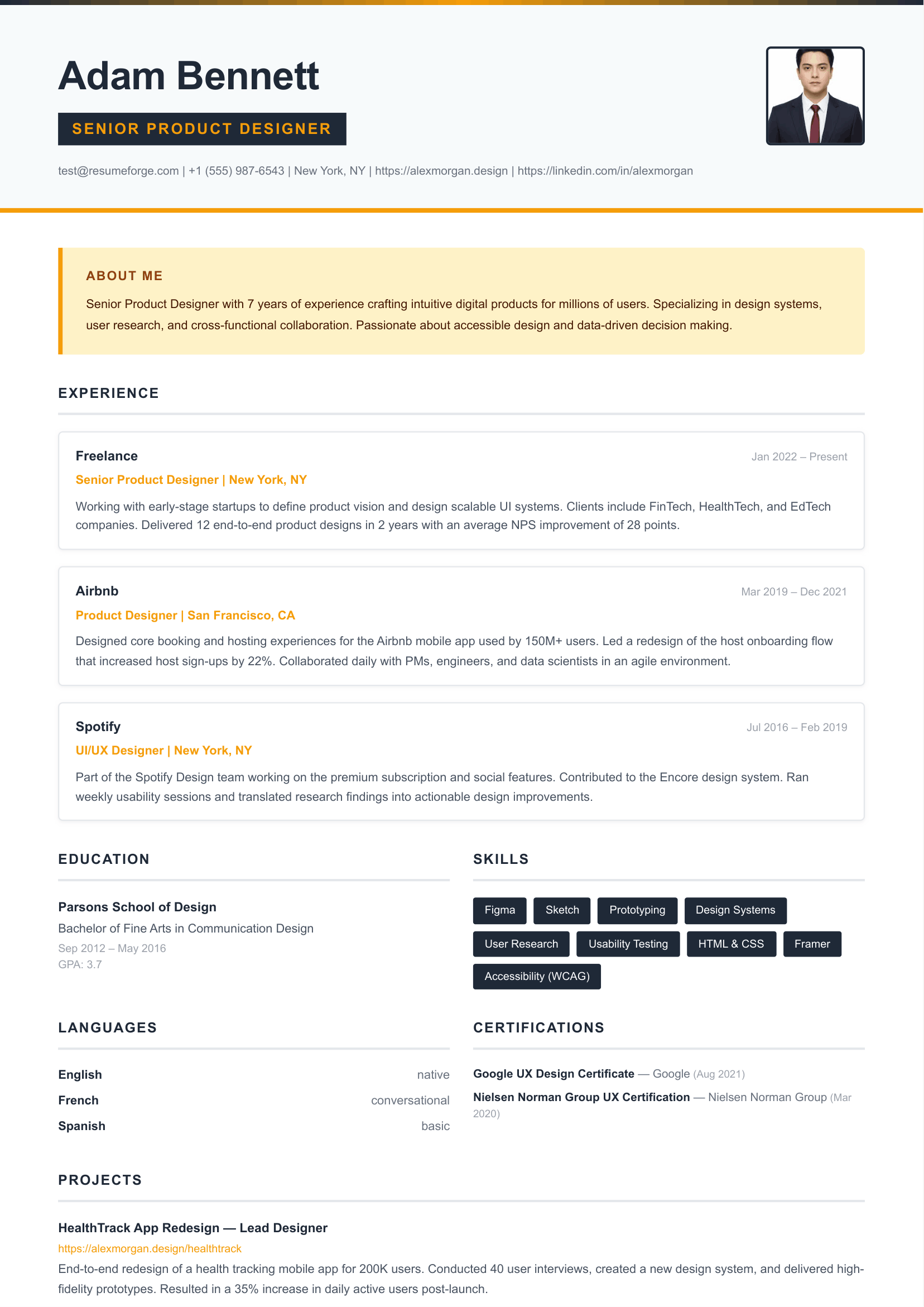 Elite resume template preview