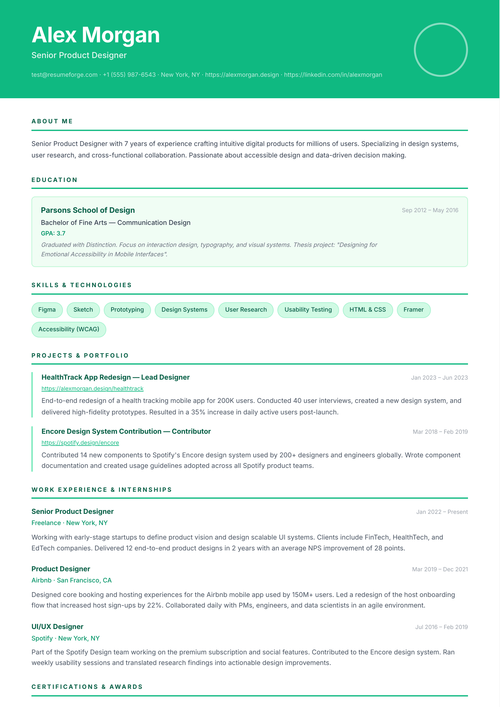 Launchpad resume template preview