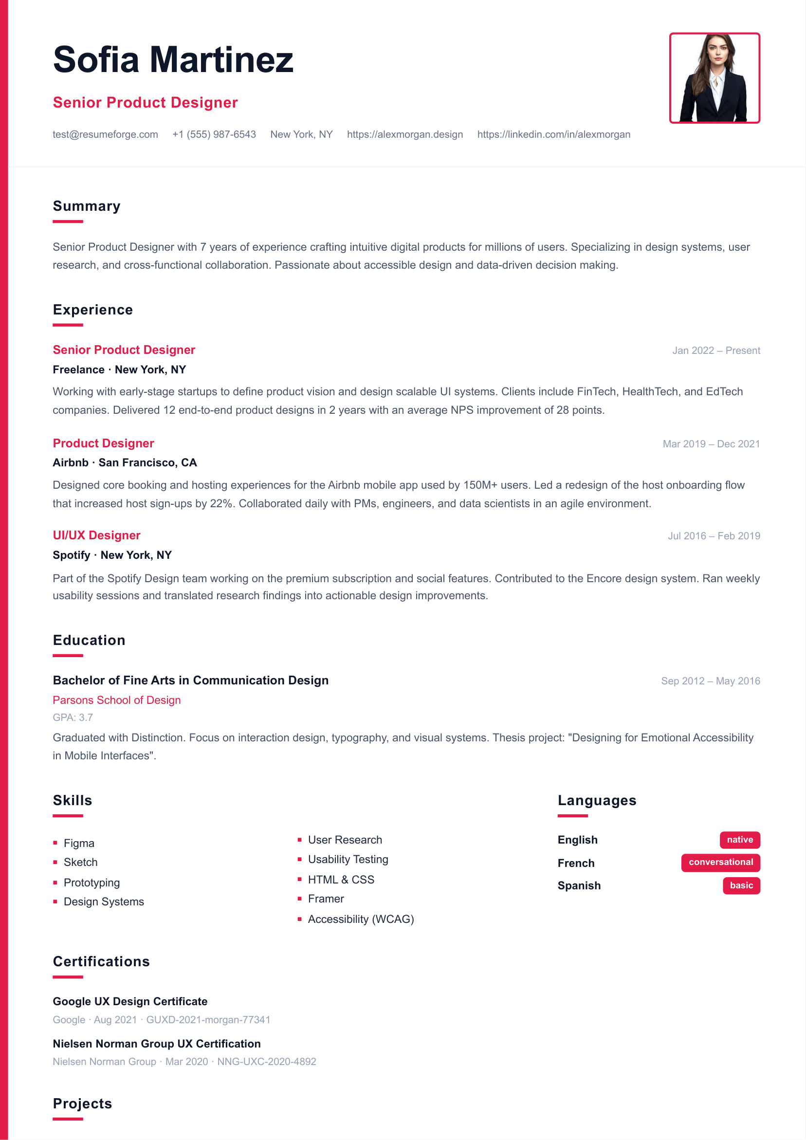 Metro resume template preview