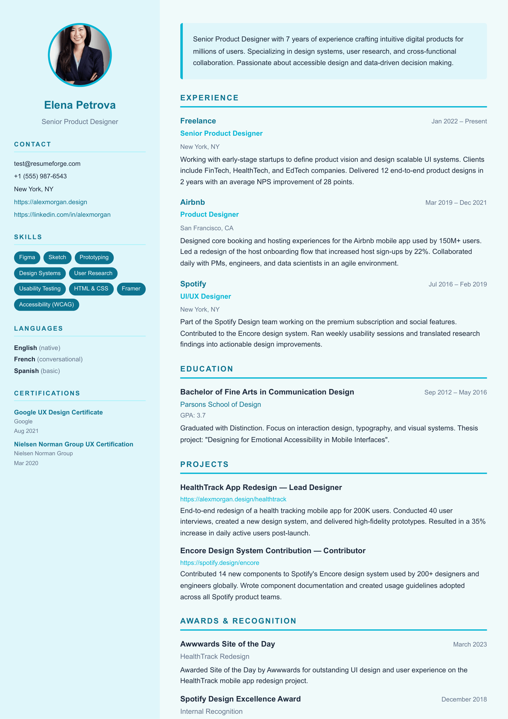 Ocean resume template