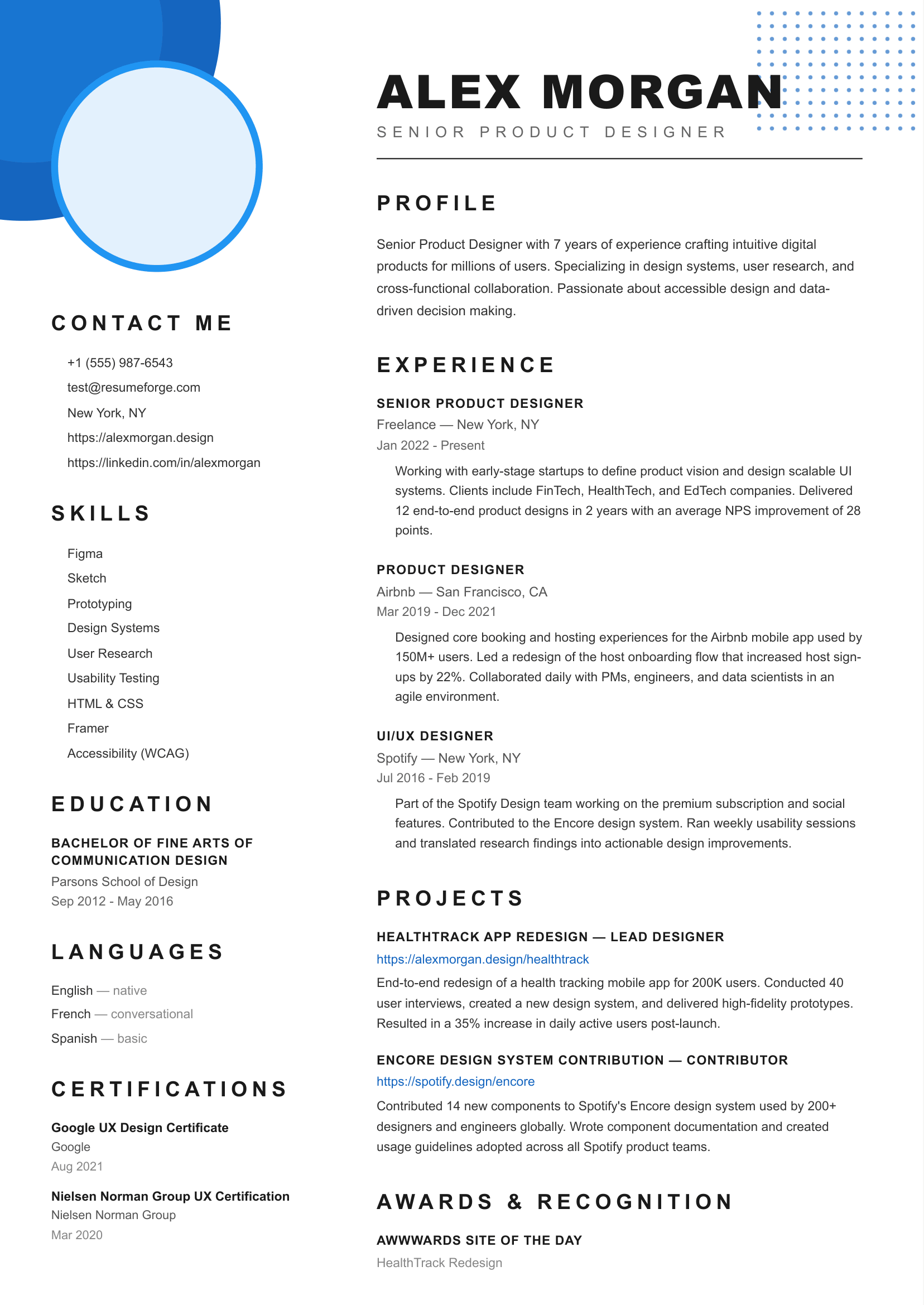 Orbit resume template preview