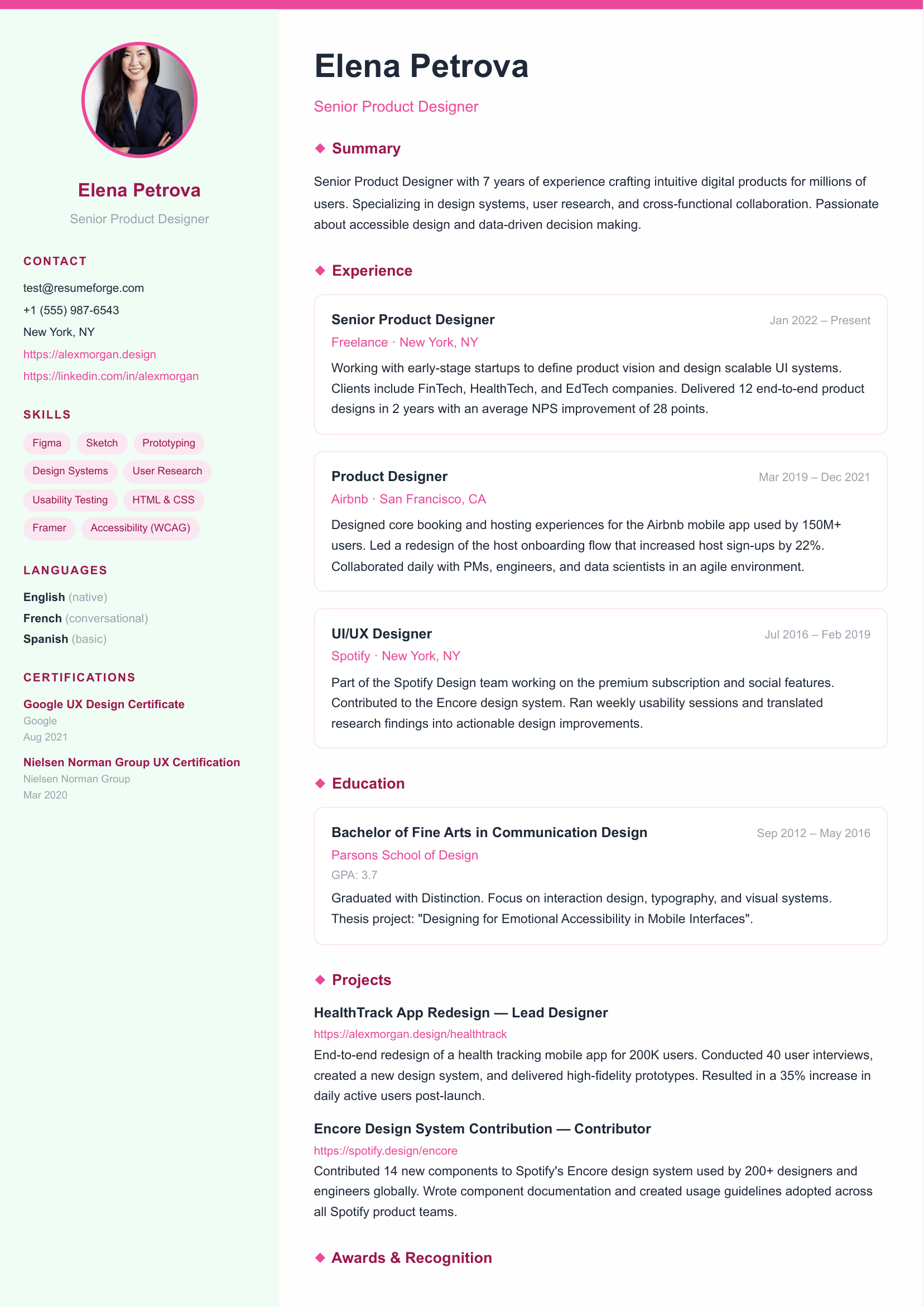 Pastel resume template preview