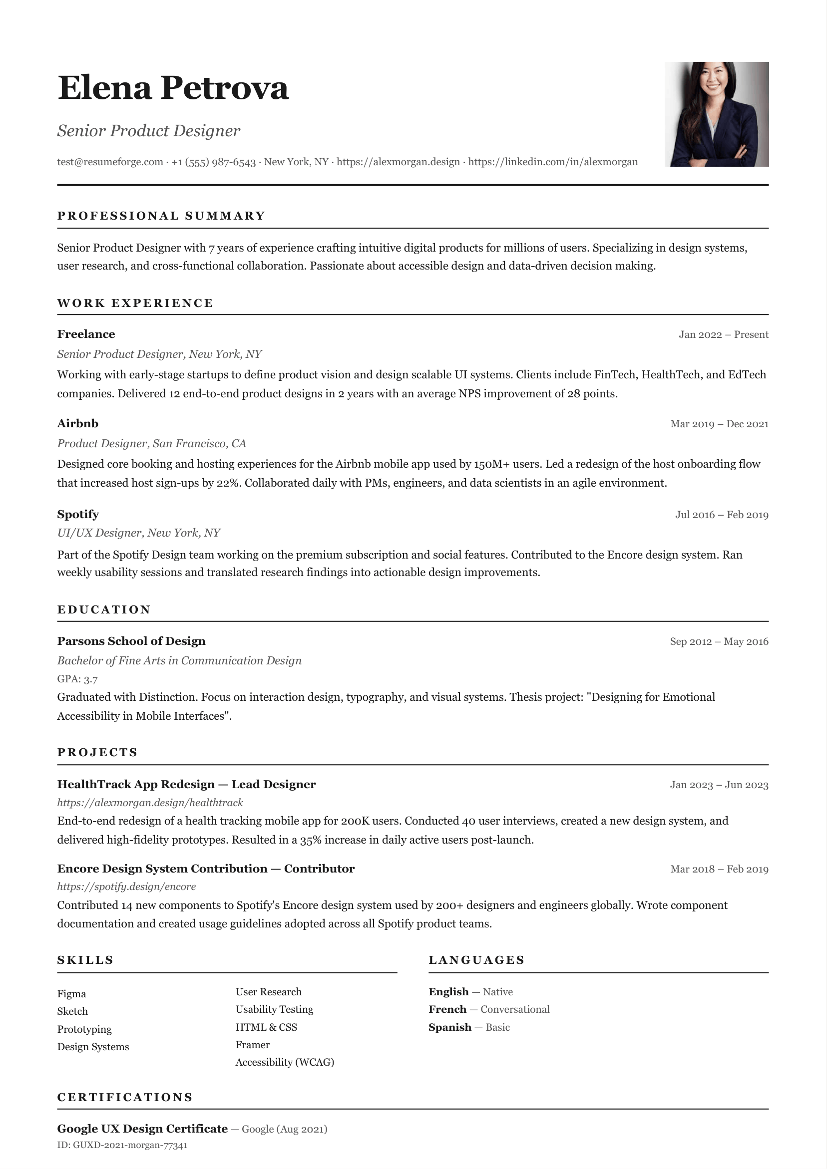 Classic resume template