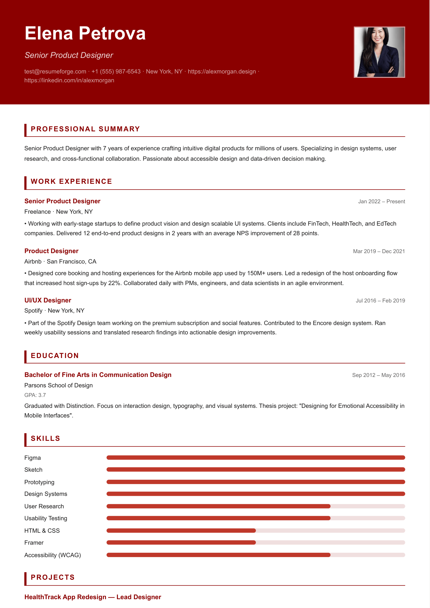 Crimson resume template