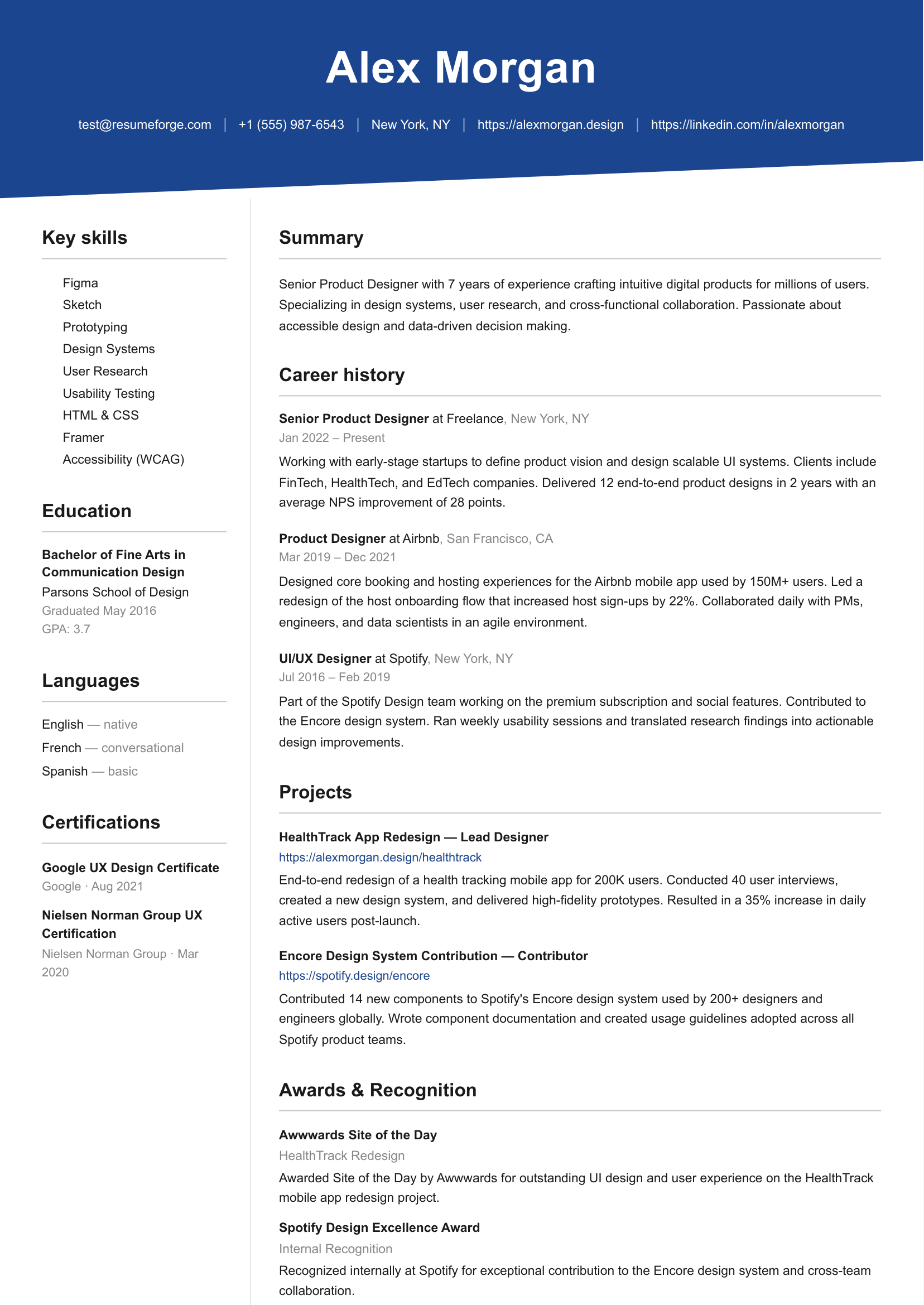 Herald resume template