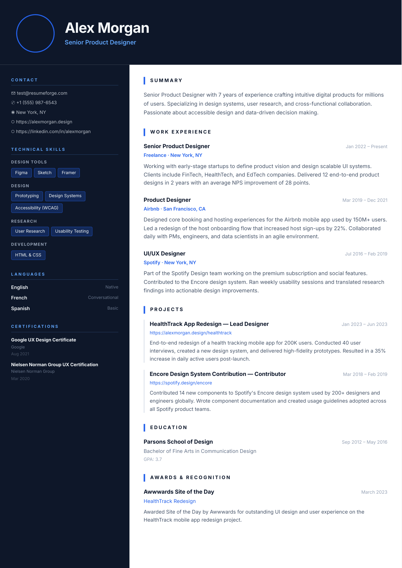 Nexus resume template